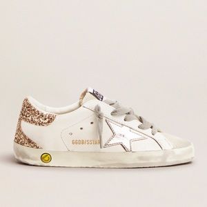Super-Star sneakers with gold glitter heel tab and laminated silver star